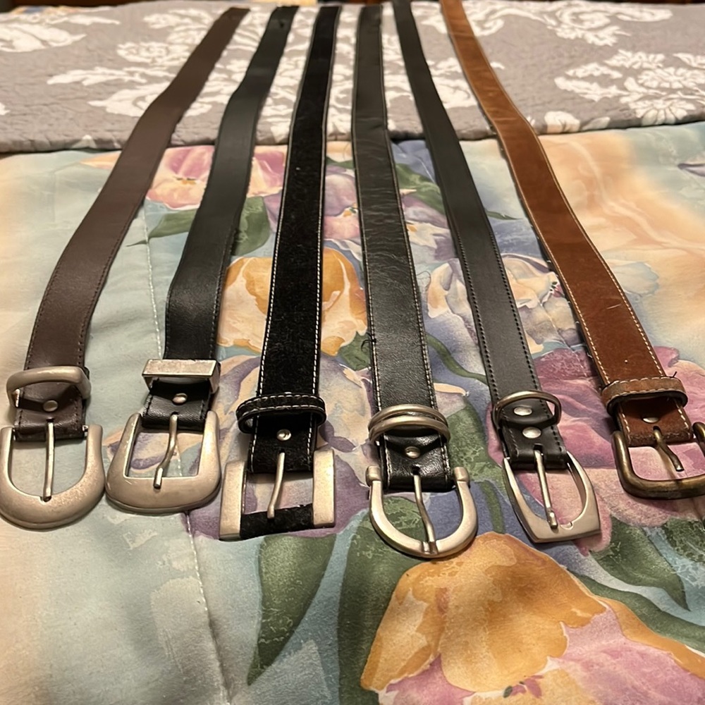 Lot of 6 vintage faux leather and velvet belts.